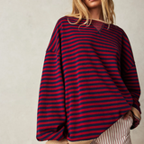 Amelia | Damen übergroß Gestreifter Pullover mit langen Ärmeln