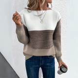 Clara - Stilvoller dreifarbiger Patchwork-Pullover