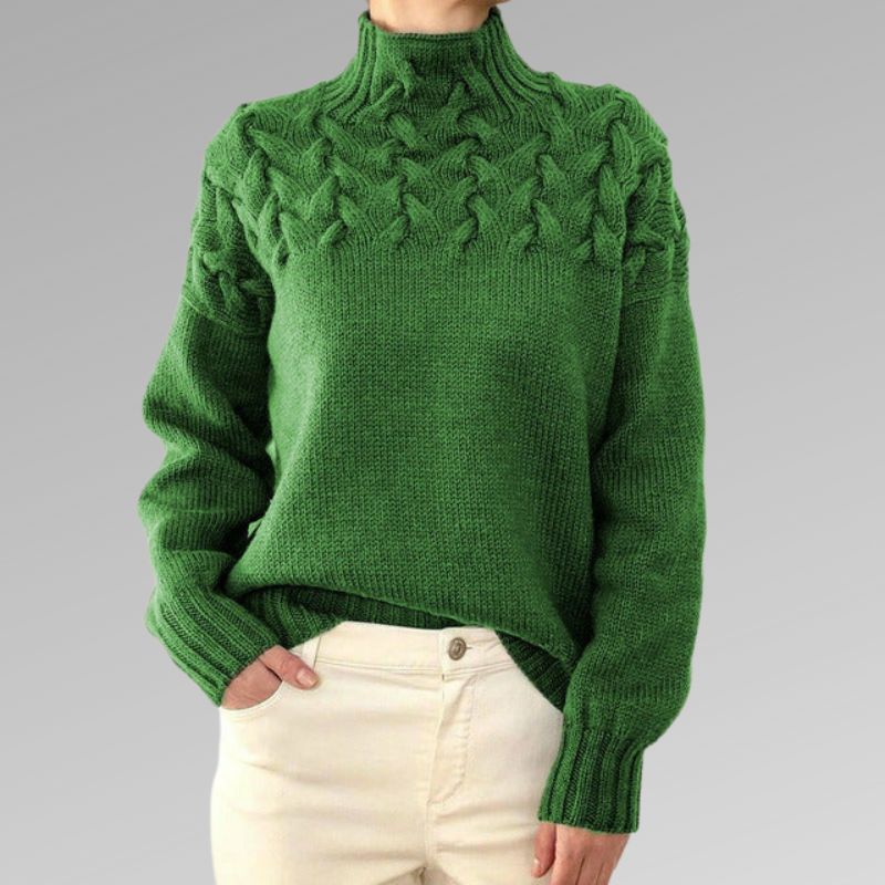 Eva - Damenpullover mit Zopfmuster-Detail