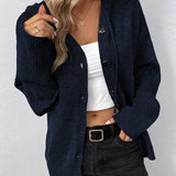 Mia | Damen Kapuzenstrickjacke mit Knöpfen