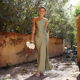 Damen Ein-Schulter Maxi-Kleid