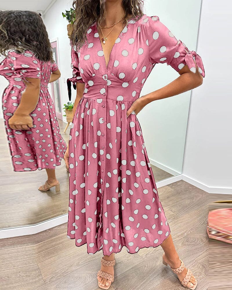 Bellamy - V-Ausschnitt Kleid mit Pünktchen