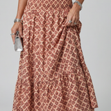 Amira | Geometrischer Print Cutout Midi-Kleid mit Kreuzträger