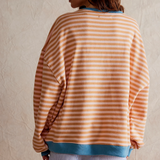 Amelia | Damen übergroß Gestreifter Pullover mit langen Ärmeln