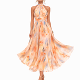 Aurora Halterneck-Kleid mit Aquarelldruck