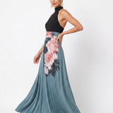Olympas | Halter-Bodice Floral Rock Maxi Kleid