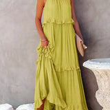 Sarah | Halter Rüsch Maxi Kleid (Fast ausverkauft)