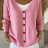 Olivia™ - Langarm V-Ausschnitt Knopf Pullover