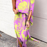 Rosie Maxikleid mit einem Schulterdesign und bedrucktem Saum