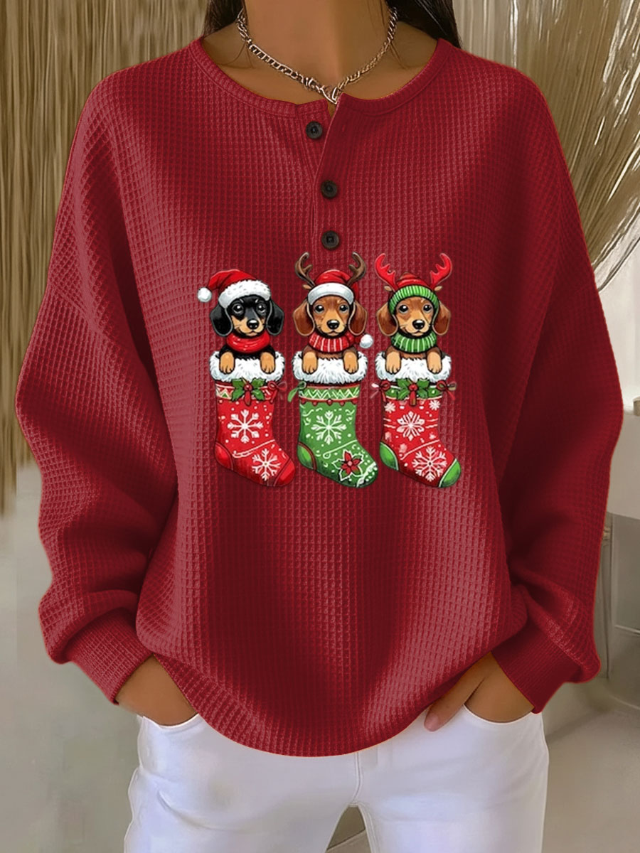Grethe | Vintage Weihnachtspullover mit Hundemotiv