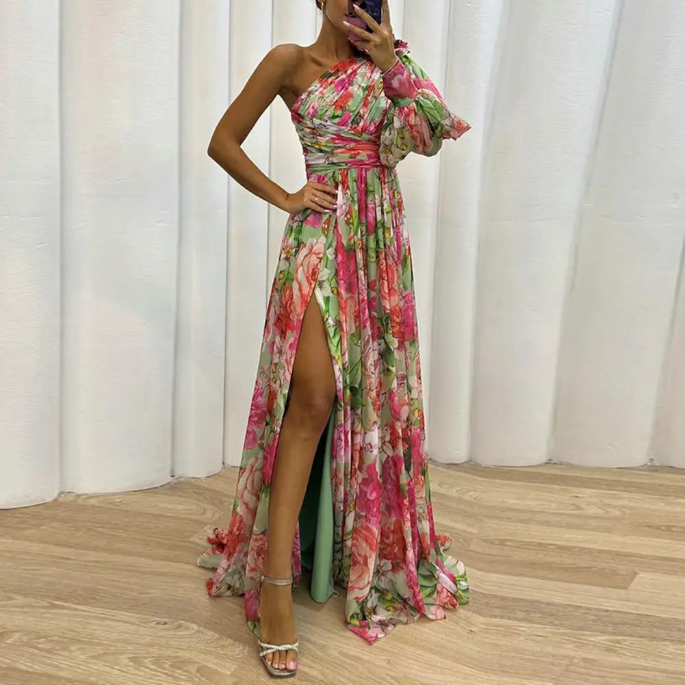 Lila - Ein-Schulter Kleid