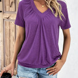Hilda™ - Unifarbenes V-Ausschnitt-T-Shirt