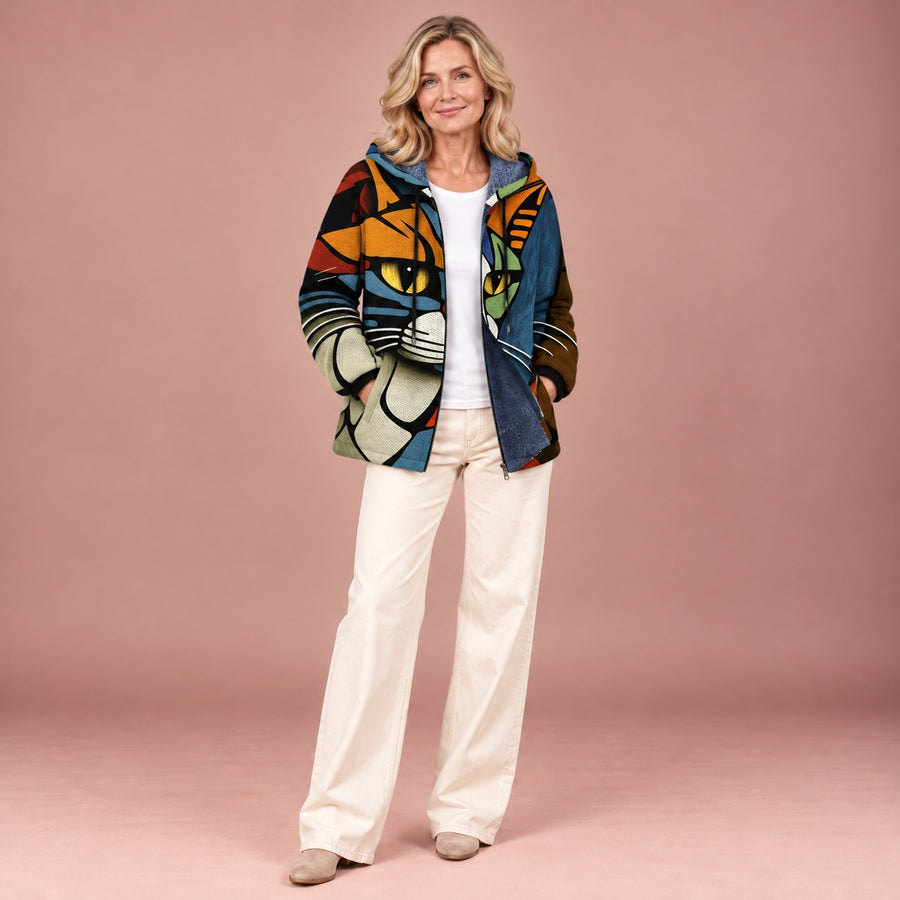 Sophie – Jacke mit abstraktem Katzenmotiv