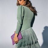 Sofia | Elegantes Ombré-Fransenkleid mit V-Ausschnitt