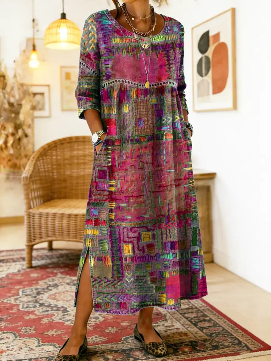 Isabelle | Ethnisches Patchwork-Kleid