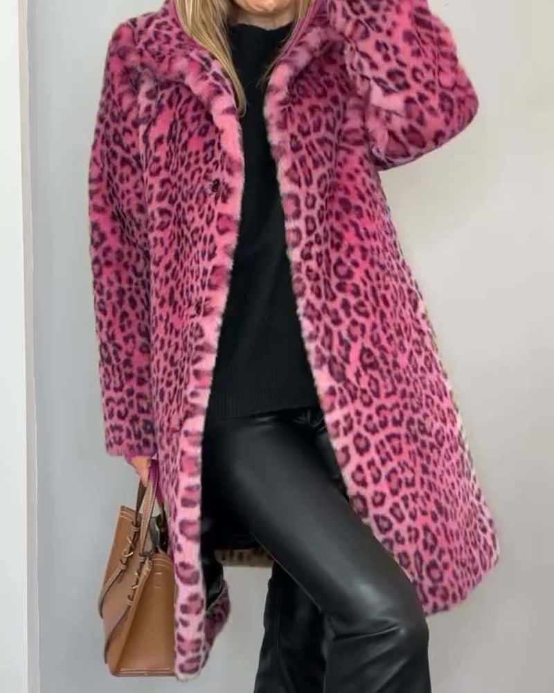 Lysandra | Damen Langmantel mit Leopardenmuster