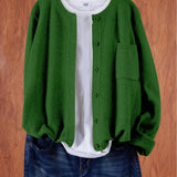 Eugenia | Damen Rundhals-Cardigan mit Knöpfen und Tasche