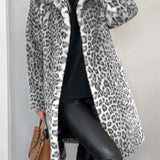Lysandra | Damen Langmantel mit Leopardenmuster