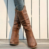 Galiene | Damen Westernstiefel für breite Waden mit flachem Absatz