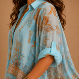 Cleo | Damen Shirt-Maxikleid mit seitlichem Schlitz