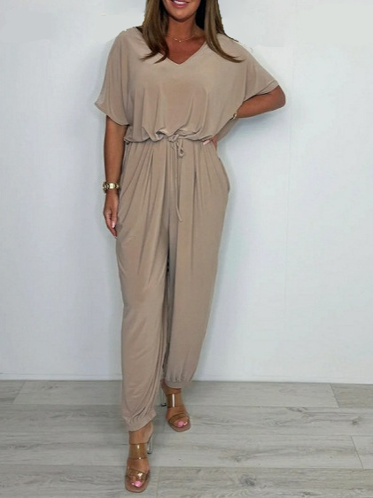 Mary | Damen Jumpsuit mit Wickelausschnitt und Bindegürtel