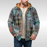 Rowan | Herren Karo-Jacke mit Kapuze, Taschen und Knöpfen
