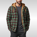 Rowan | Herren Karo-Jacke mit Kapuze, Taschen und Knöpfen