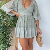 Pink Laura™ - Spitzen-Crochet-Overall-Kleid