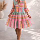 Elena | Gemustertes Fließendes Midi-Kleid