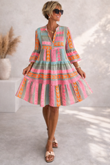 Elena | Gemustertes Fließendes Midi-Kleid