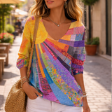 Retro Buntes Patchwork T-Shirt