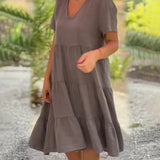 Zoey™ - Lässiges Sommer V-Ausschnitt Kleid