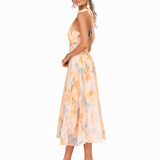 Aurora Halterneck-Kleid mit Aquarelldruck