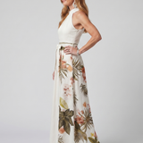Wiese | Drapiertes Halter-Botanik-Paneel-Maxikleid