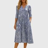 Harlow | Anmutiges V-Ausschnitt Eleganz Midi Kleid