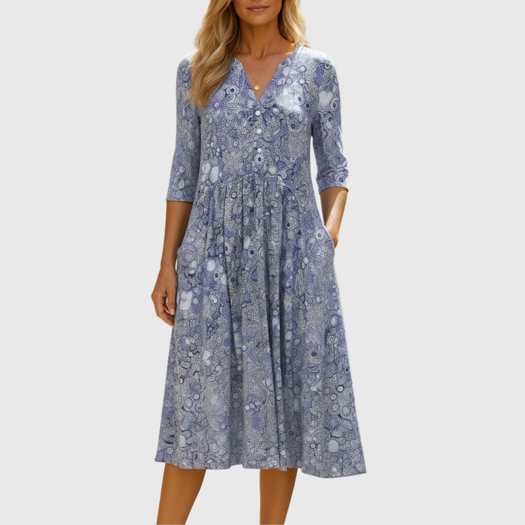 Harlow | Anmutiges V-Ausschnitt Eleganz Midi Kleid