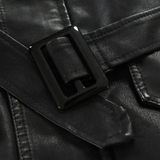 Elegante Lange Leder Bikerjacke