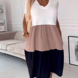 Alva | Farbblock Freizeitkleid mit kurzen Ärmeln
