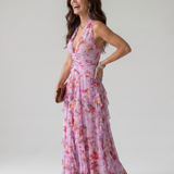 Nori | Halter Neck Rüschentop Floral Maxi Kleid