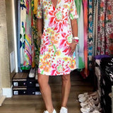 Federica™ - Kleid mit kurzen Ärmeln und floralem Druck