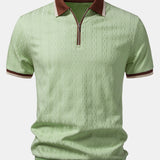 Herren Kurzarm Zip Polo & Elastischer Bund Gerade-Hosen Set
