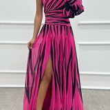Chloe – Elegantes gestreiftes Maxikleid mit einem Schulterträger