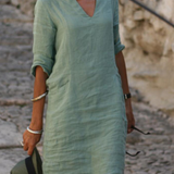 Elvy™ - Elegantes V-Ausschnitt Kleid