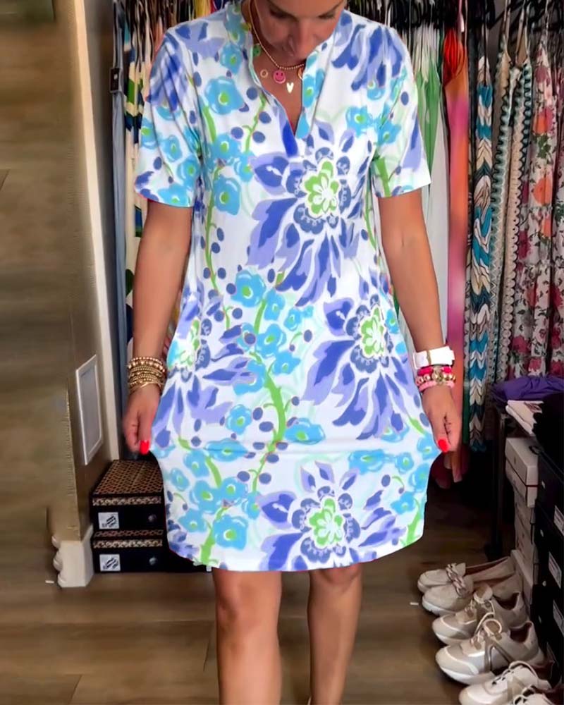 Federica™ - Kleid mit kurzen Ärmeln und floralem Druck