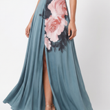 Olympas | Halter-Bodice Floral Rock Maxi Kleid