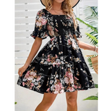 Isolde™ – Vintage Floral Flounce Sleeve Sommerkleid