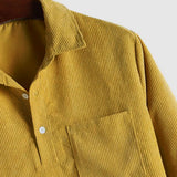 Herren Corduroy Langarmhemd mit halber Knopfleiste