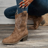 Damen Westernstiefel für breite Waden mit besticktem Schaft