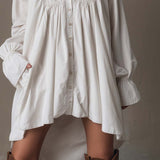Retro-Stil Spitzen Unregelmäßiger Saum Langärmliges Mini-Kleid