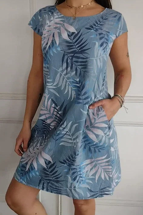 Sommerkleid für Frauen mit Taschen und lebhaftem Druck